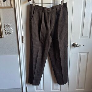 Van Heusen brown plaid tweed pleated front blokecore pants